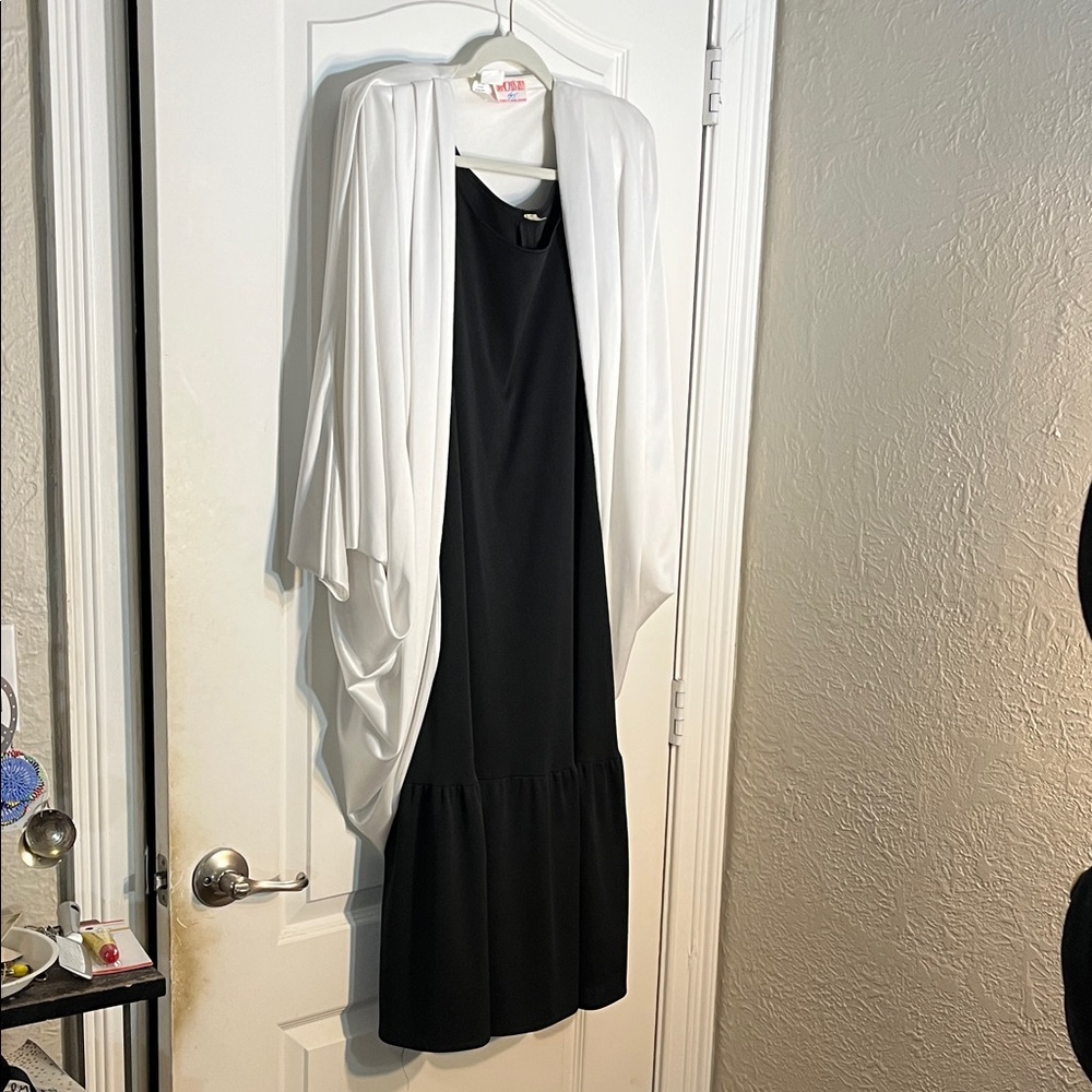 Diamonds run Chic Black and Midi Dress with white jacket